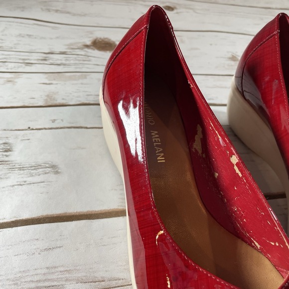 Antonio Melani Red Wedges with Cut Out Detail and Peep Toe Size 6 - Picture 3 of 8